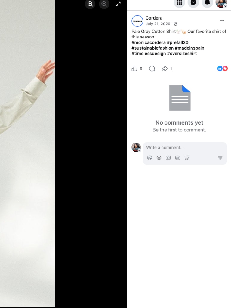 Cordera Monica The Pale Gray Cotton Shirt Og Oversized Button Down Ss 2020 Rare — image 3 of 8